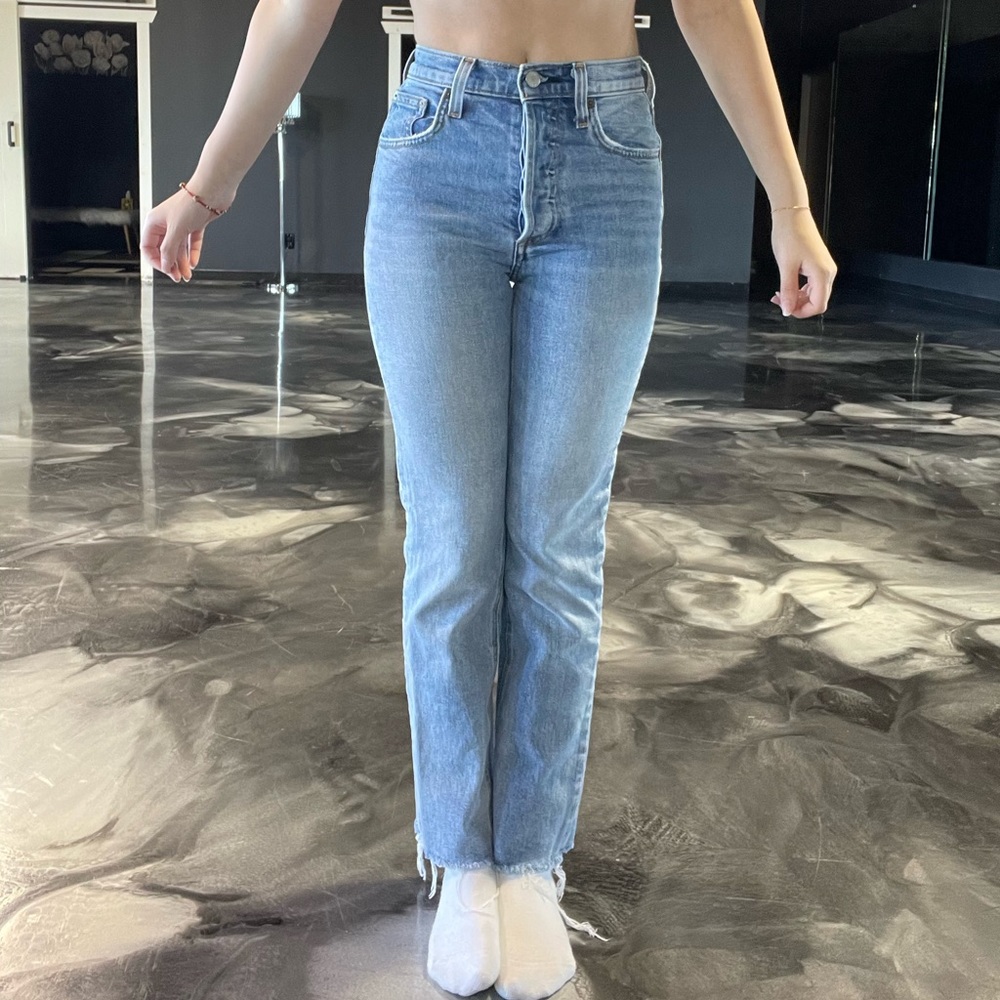 Denim Forum Arlo Straight Leg Jeans size 23 Blue denim Aritzia Good condition!